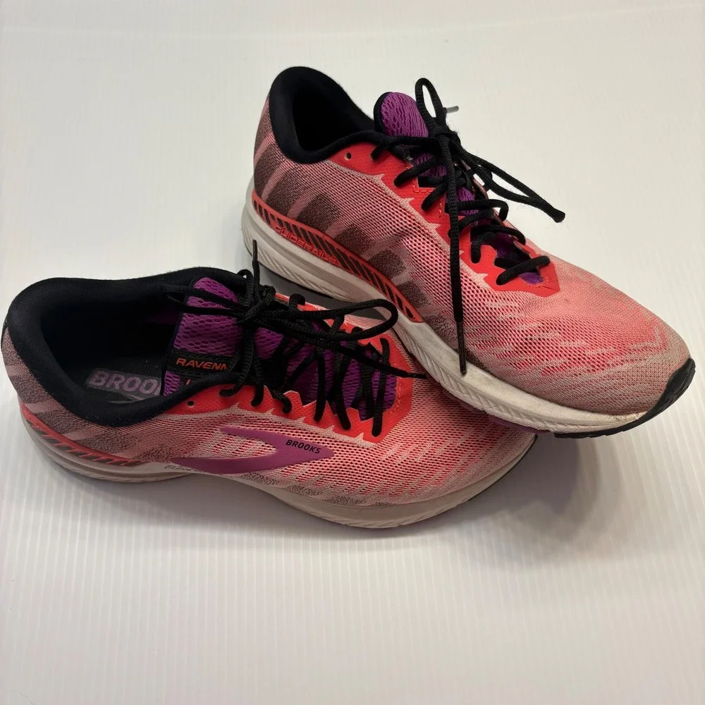 Brooks Ravenna 10 Running Shoes Womens 9.5 Pink Coral Purple GuideRails Sneakers
